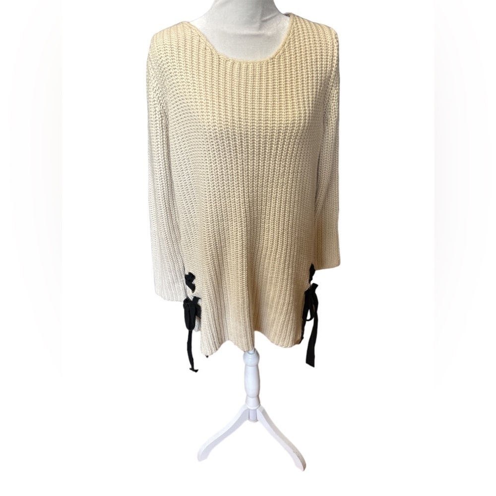 Love Tree Long Oversized Cable Knit Tunic Sweater‎ Side Ties Size Large